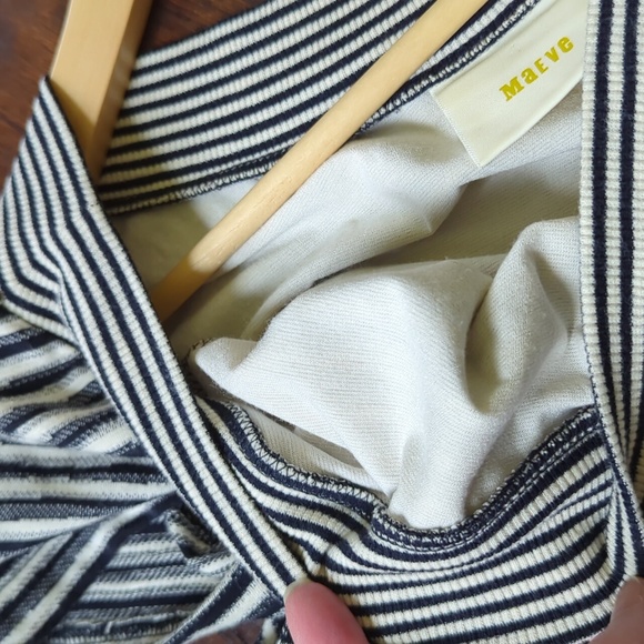 ANTHRO I Navy Blue & Ivory Cream Striped Haven Shift Dress by Maeve, S - Picture 10 of 14